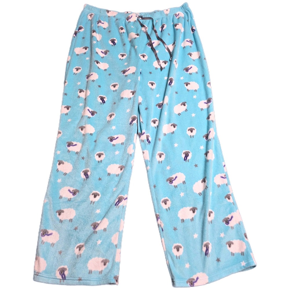 Croft & Barrow Faux Fur‎ Fleece Pajama Pants Women's Size XXL Blue Sheep Print